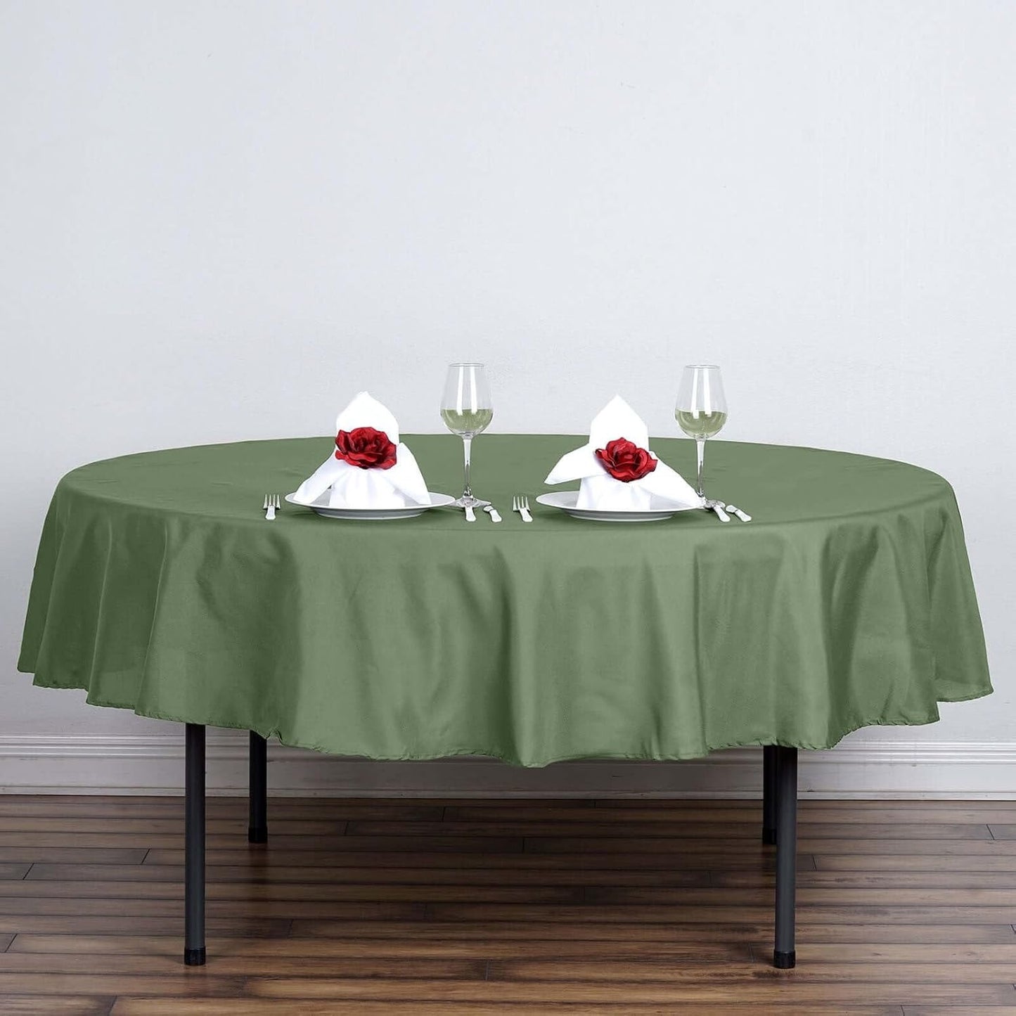 Efavormart Round Tablecloth, 90 Inch Stain & Wrinkle Resistant Washable Table Cloth, Decorative Polyester Fabric Table Cover for Banquet, Wedding, Dining- Willow Green