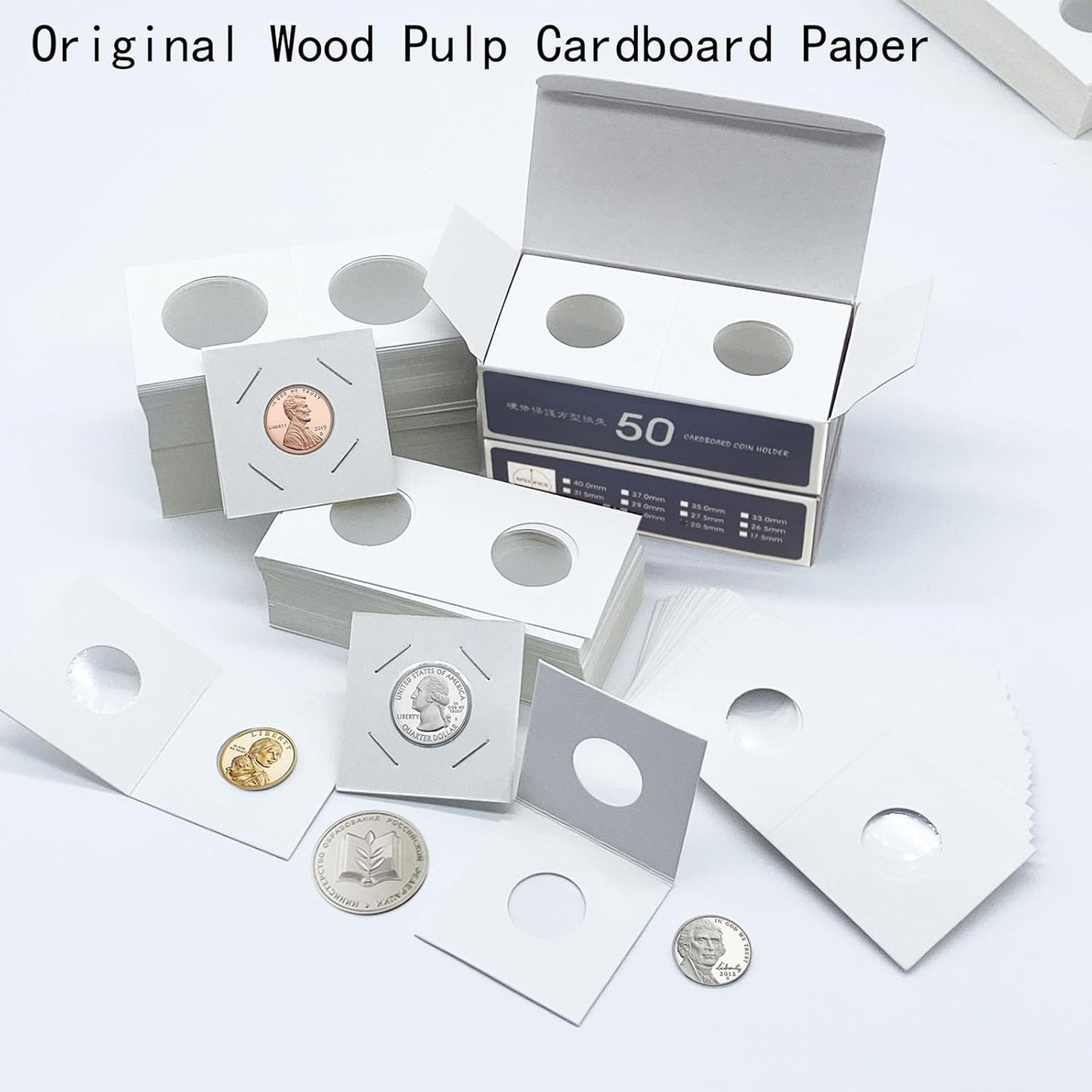 200 PCS Premium Cardboard Coin Flips 2 x 2 inch Coin Collection Supplies for Dime, Mylar Coin Flips Coin Holders for Collectors (Dime Coin Flips)