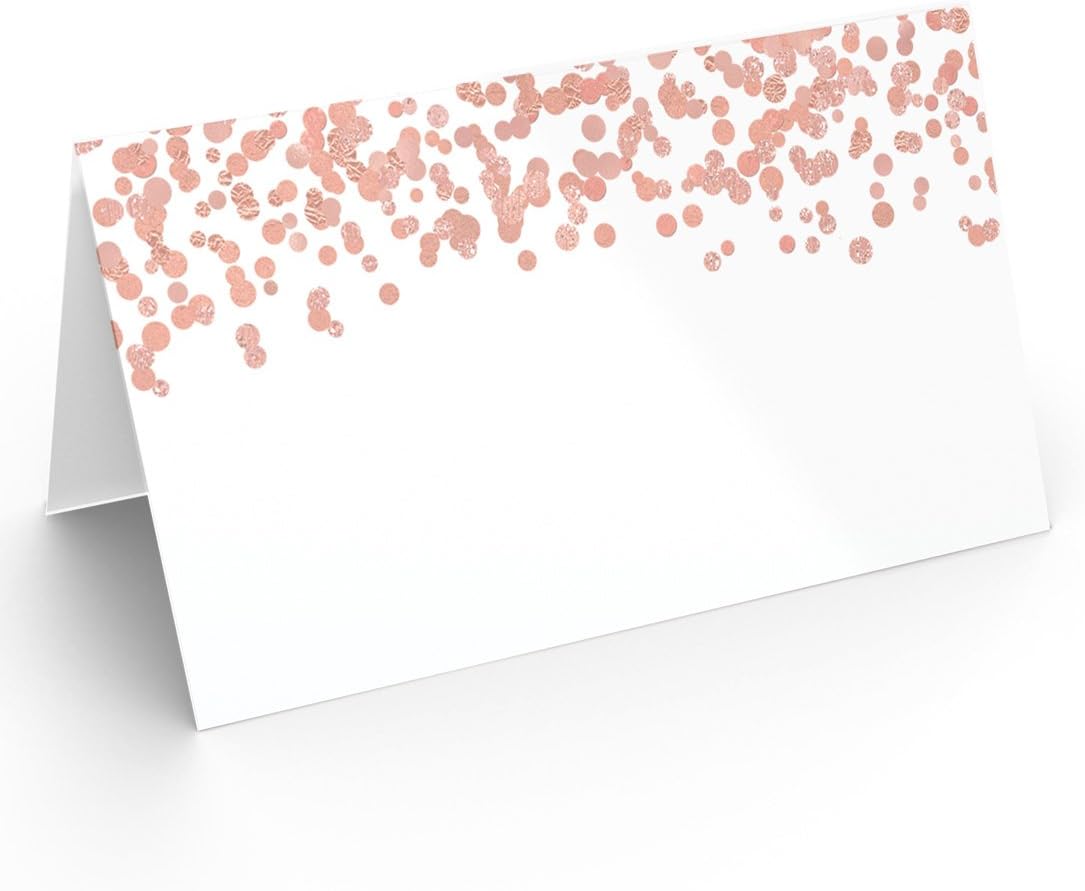 Printed Party Table Place Cards for All Occasions and Events, Set of 25 (Rose Gold)