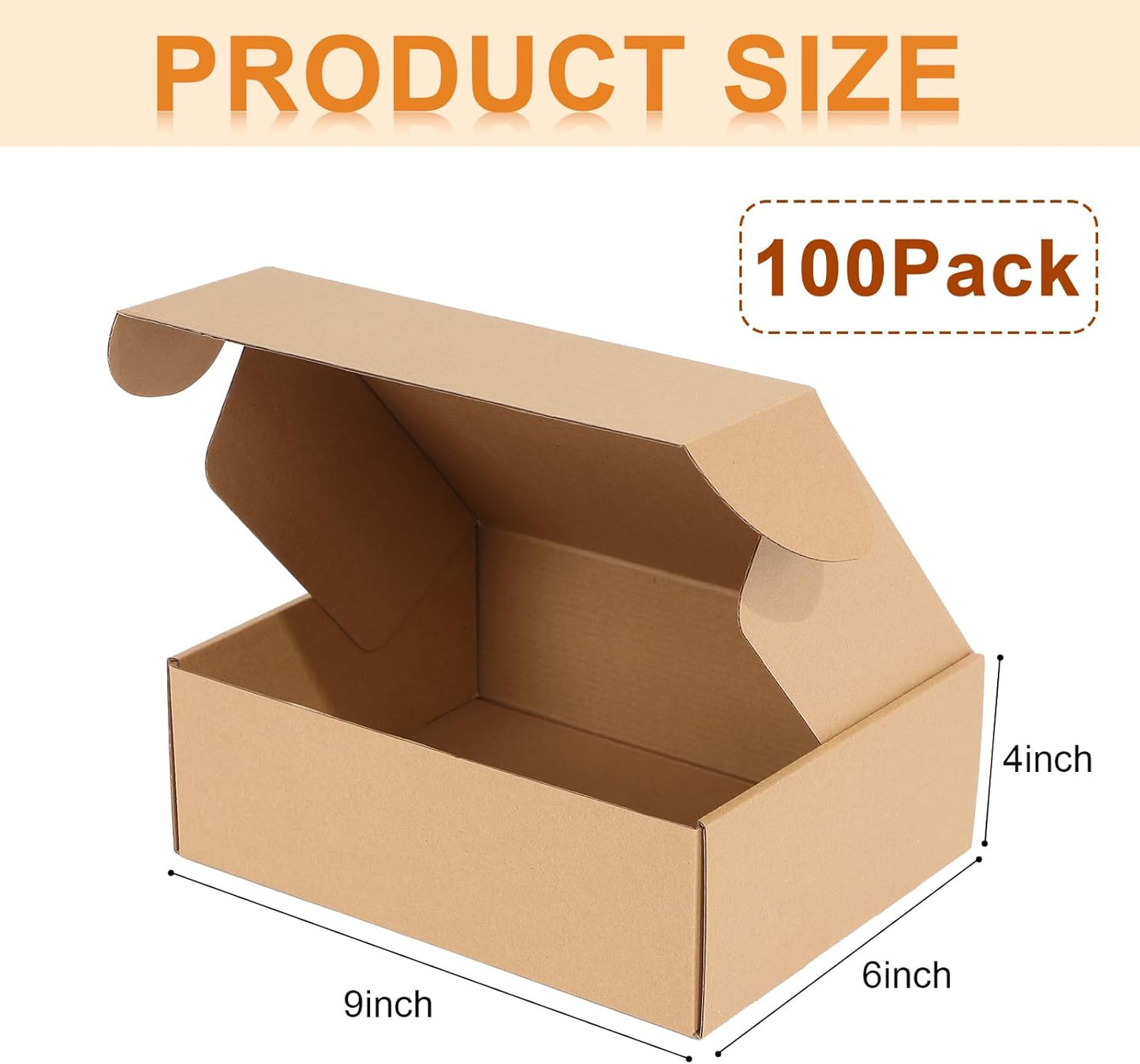 Qilery 100 Pcs Shipping Boxes Cardboard Gift Corrugated Cardboard Brown Boxes Mailer Packaging for Mailing Small Business Present (9 x 6 x 4 Inches)