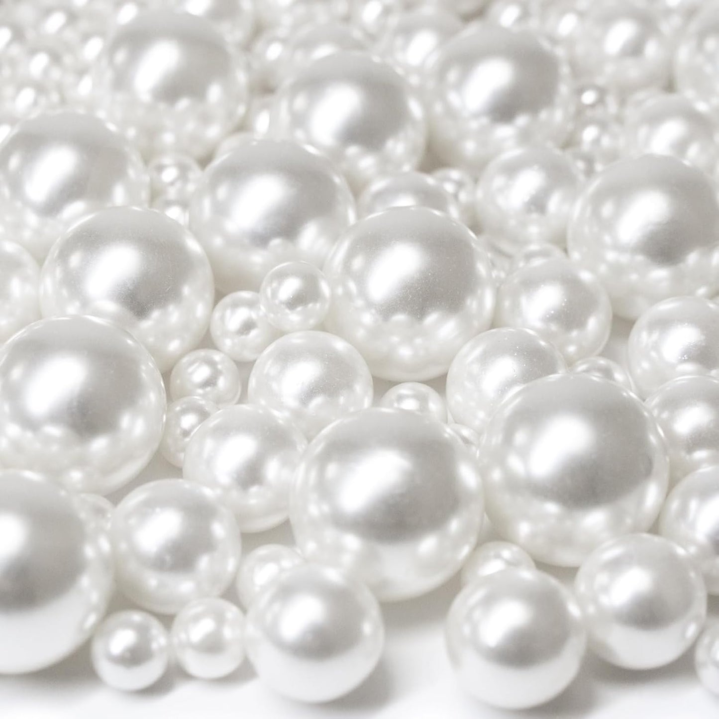 300Pcs Vase Filler White No Hole Faux Pearl Beads for Vase Filling Decorations, Candle Centerpieces, Wedding Centerpieces, Home Party Decor (8/14/20mm)