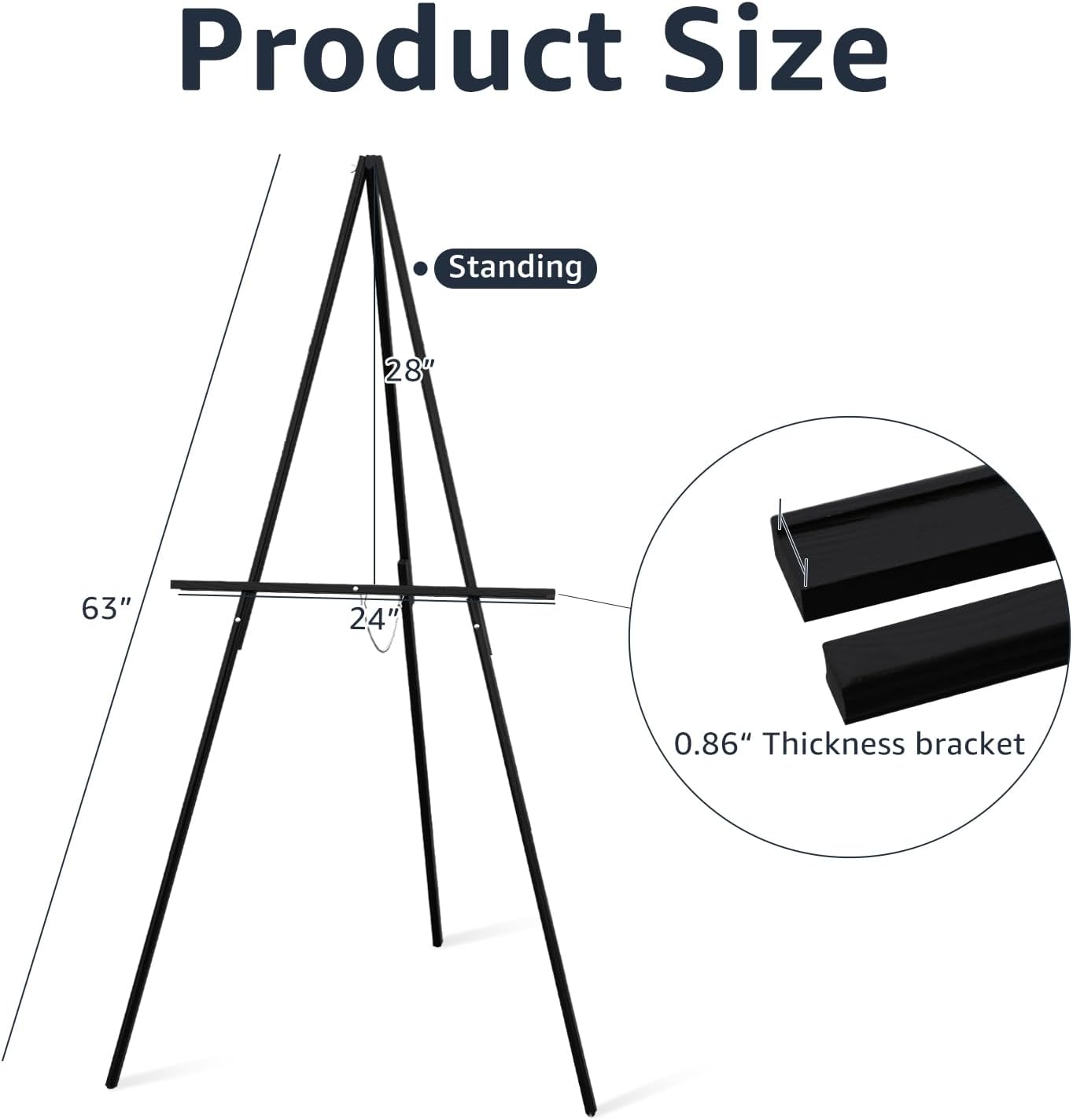 NianFeng Wooden Easel Stand for Sign, Easel Display Stand Floor for Wedding Sign with Adjustable Tray, 63-Inch, Tripod A-Frame Poster Light Duty, Welcome, Art Show & Baby Shower (Black)