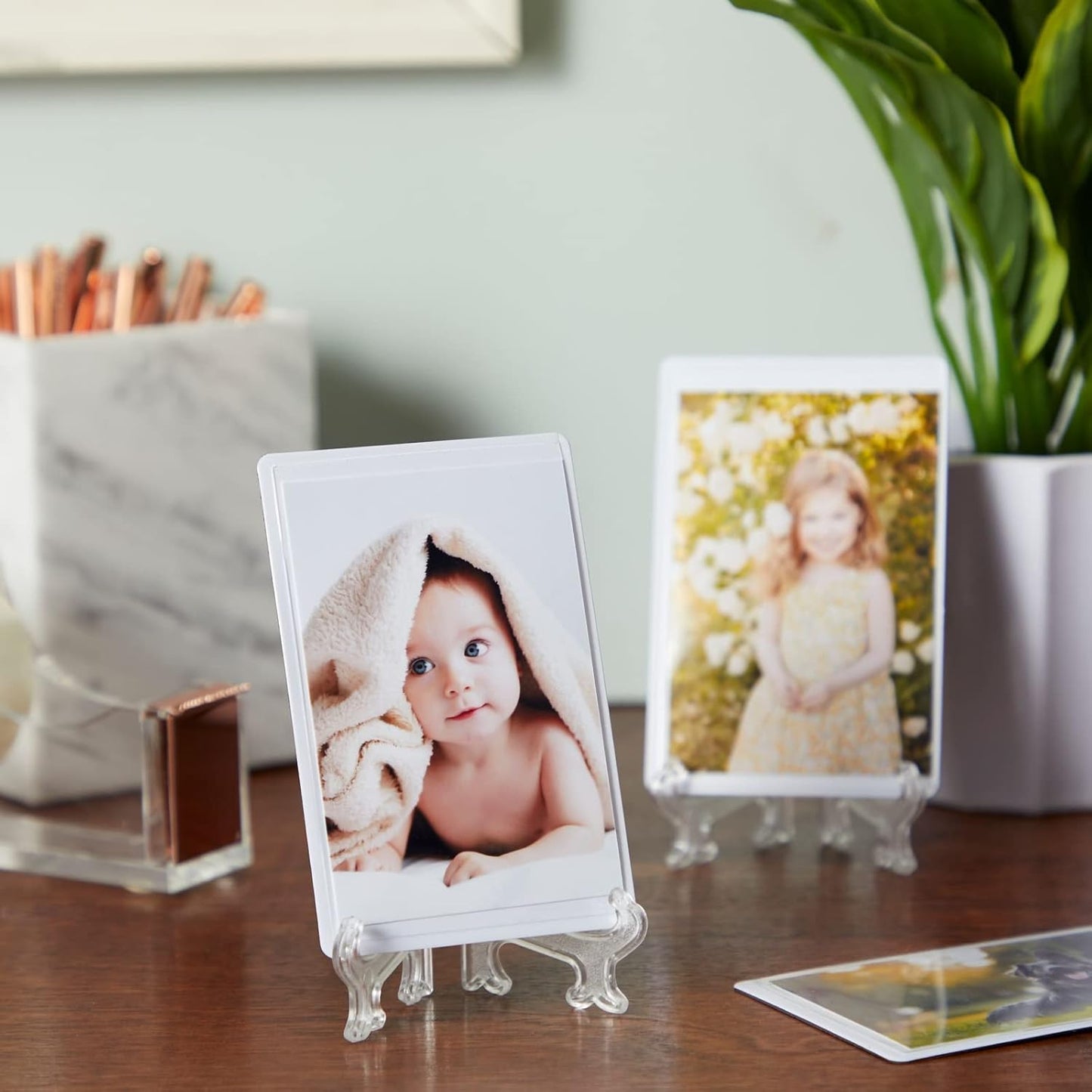 Juvale Mini Acrylic Easel Stands - 24-Pack, 3-Inch Clear Plastic - Display Stands for Collectibles, Trading Cards & Photos