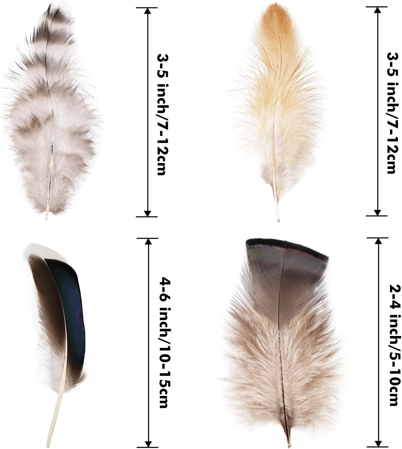 MAOFENG 120pcs 7 Styles Natural Bulk Feathers Assorted Mixed Feathers for DIY Crafts Dream Catcher Wedding Hair Hats Decoration,Guinea Fowl Feathers