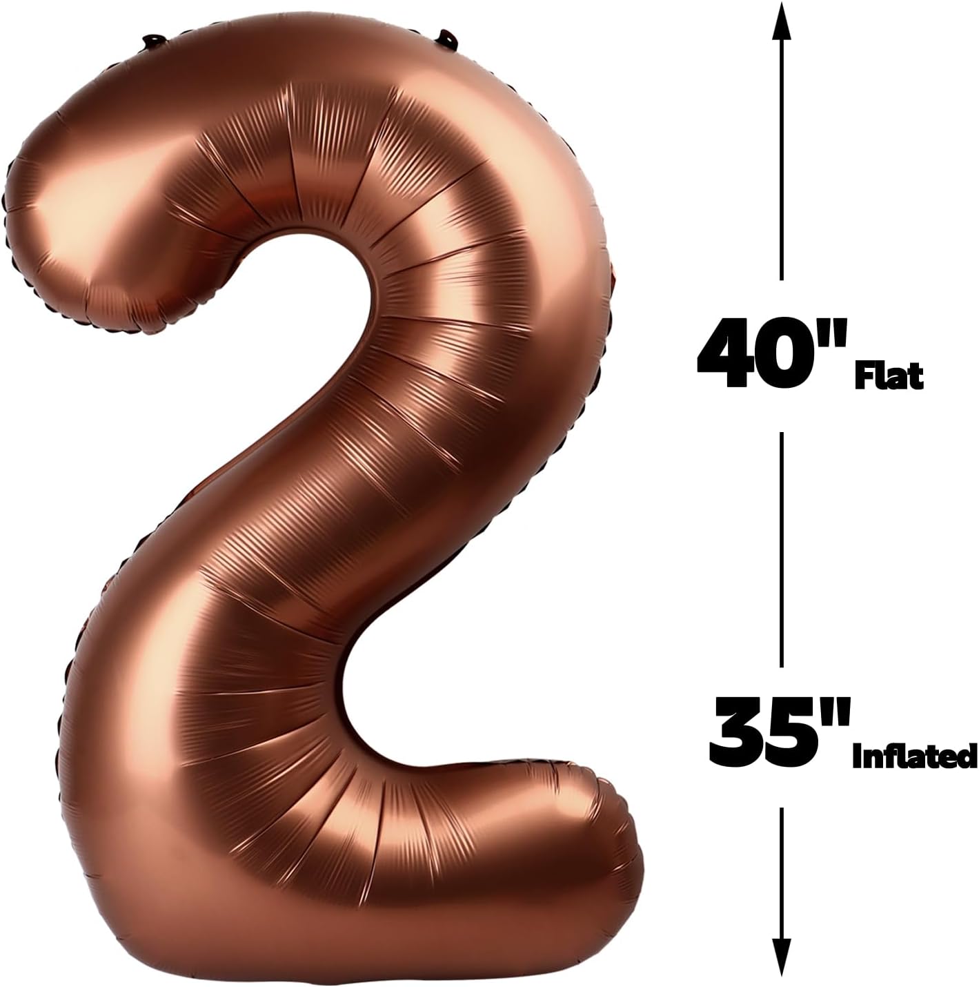 Big 40 Inch Coffee Brown 2 Number Balloon Birthday Decoration, Dark Brown Number 2 Helium Balloons 12 20 22 23 24 26 28 32 42 Celebration, Boy Girl Baby Anniversary Party Graduations Supplies