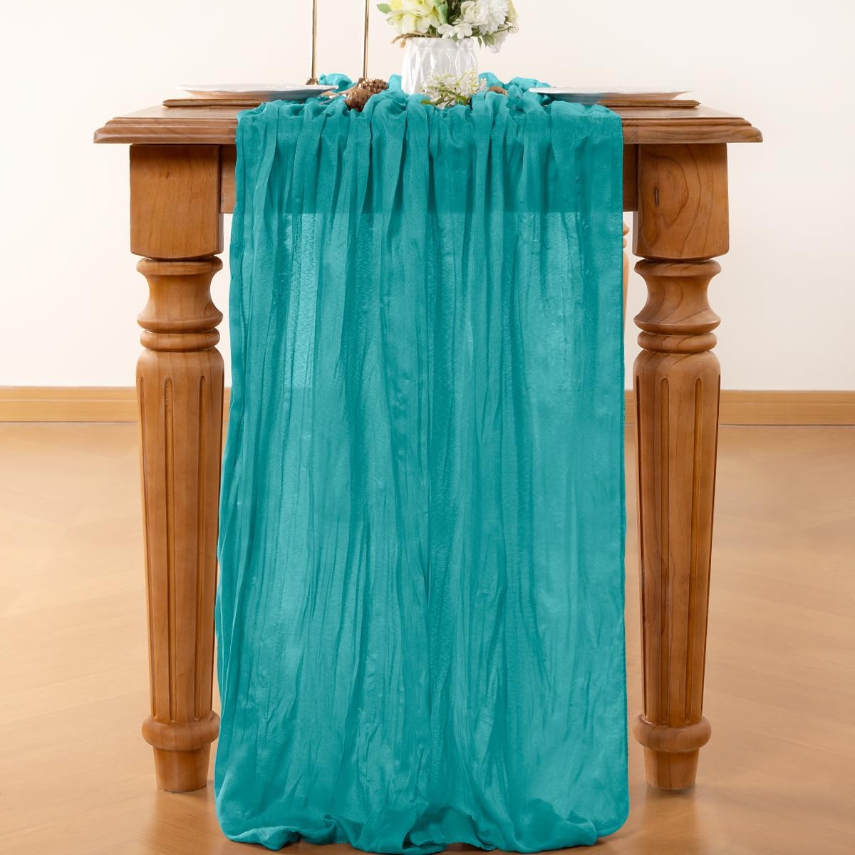 Teal Table Runner Cheesecloth Table Runner 4 Pack 10FT Farmhouse Table Runners 120 Inches Fall Table Decor Dining Room Centerpiece Wedding Boho Baby Shower Birthday