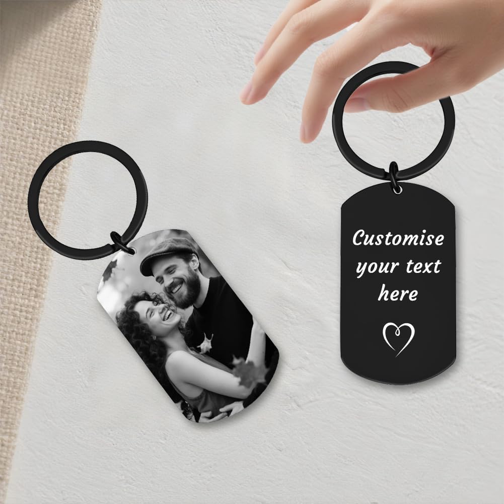 Personalised Keyring with Custom Photo & Text - Gift for Mum, Dad, Him, Her, Grandparents, Family