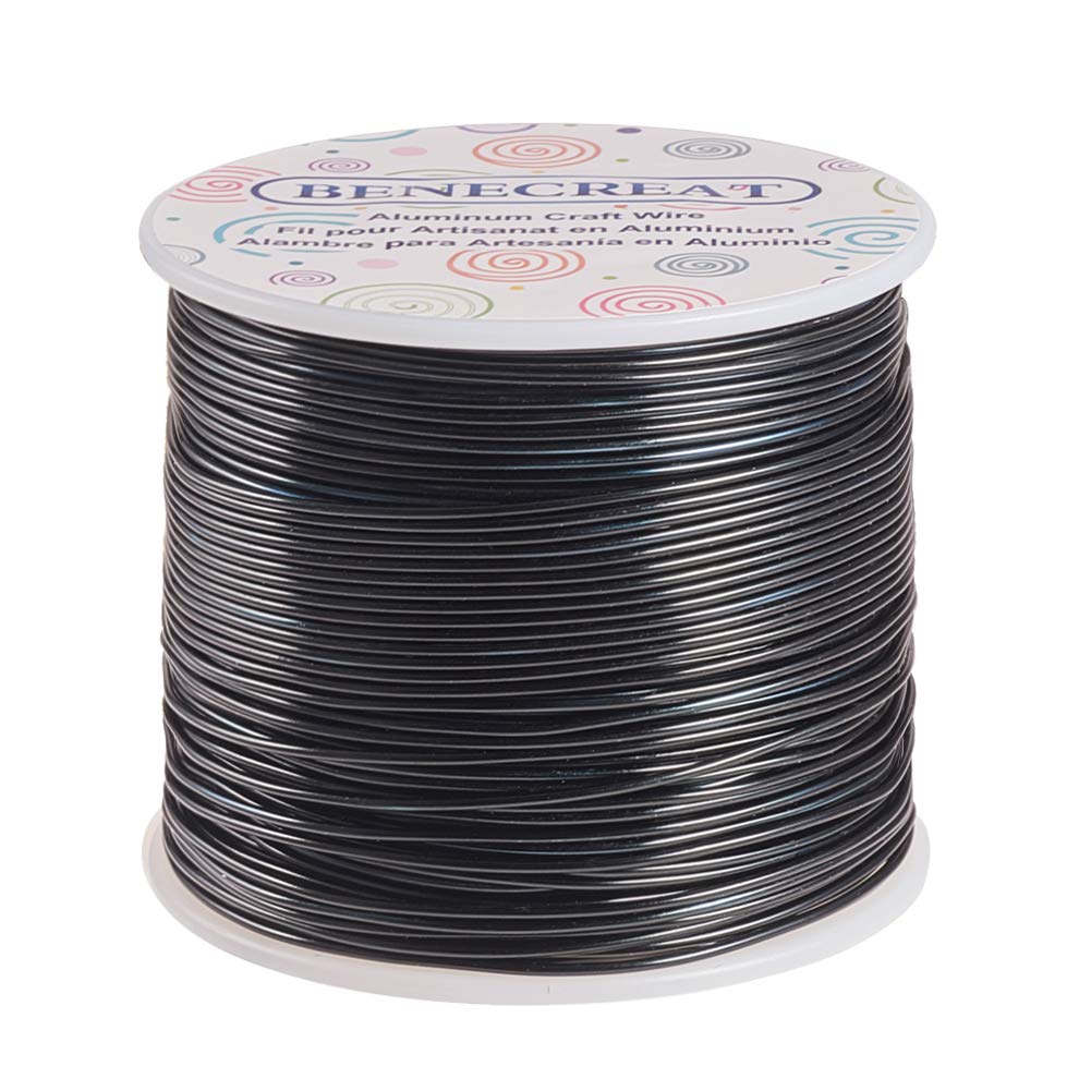 BENECREAT 12 17 18 Gauge Aluminum Wire (17 Gauge,380FT) Anodized Jewelry Craft Making Beading Floral Colored Aluminum Craft Wire - Black