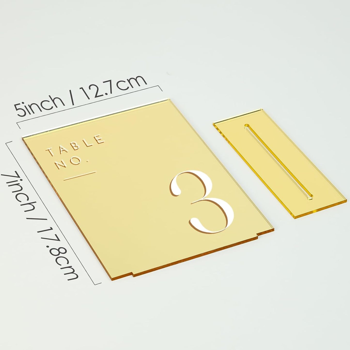 JINMURY Gold Wedding Table Numbers 1-10 with Stands, 5"x7" Gold Mirror Acrylic Table Numbers, Perfect for Wedding Reception, Party, Anniversary, Event