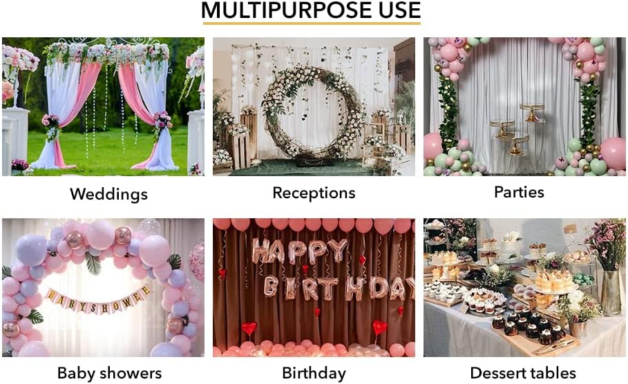 AK TRADING CO. 10 feet Wide x 12 feet Long IFR Polyester Backdrop Drapes Curtains Panels with Rod Pockets - Wedding Ceremony Party Home Window Decorations - (Ivory)