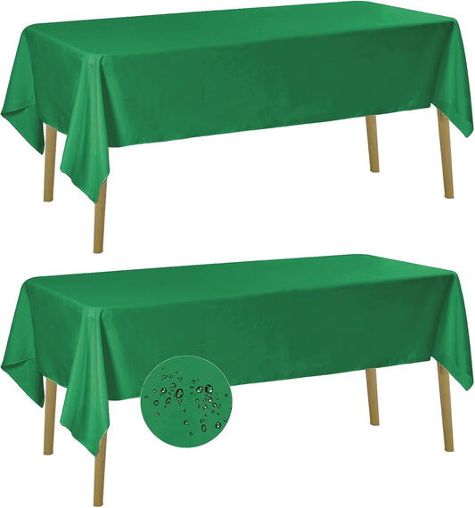 Fokitut 2 Pack Waterproof Rectangle Tablecloth, 60x84 Inch, Stain Resistant and Wrinkle Polyester Table Cloth, Fabric Table Cover for Kitchen Dining, Wedding, Party, Holiday Dinner-Emerald