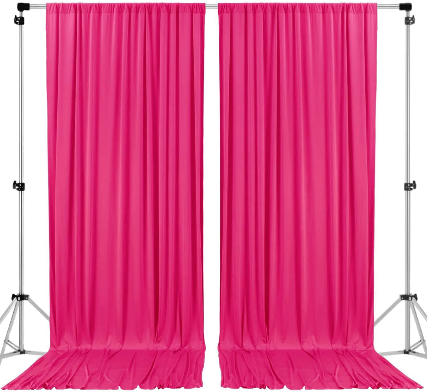 AK TRADING CO. 10 feet Wide x 12 feet Long IFR Polyester Backdrop Drapes Curtains Panels with Rod Pockets - Wedding Ceremony Party Home Window Decorations - Fuchsia