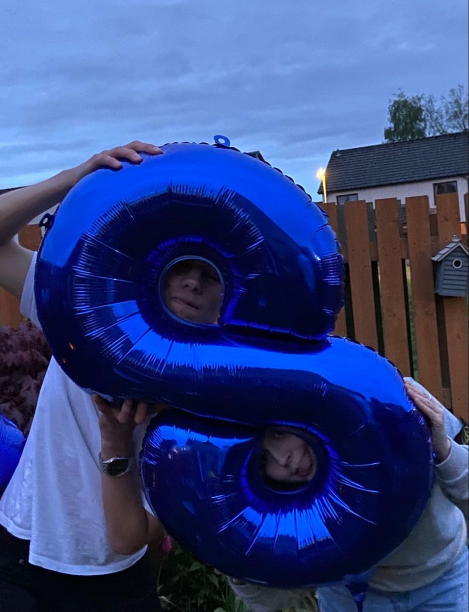 Night Blue Foil Number 8 Balloon 40 Inch, Helium Mylar Eight Number 8 18 28 38 48 58 80 88 Birthday Balloons, 8th Night Blue Women Men Wedding Anniversary, Graduations Party Supplies