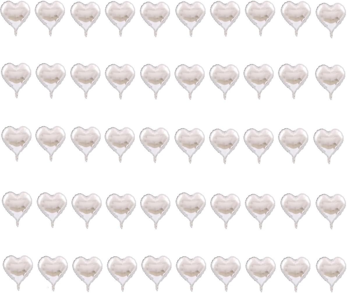 50 Pcs Silver Heart Shaped Balloon Foil Balloon 5 inch Heart Balloon for Valentinge's day Wedding Decoration (silver)