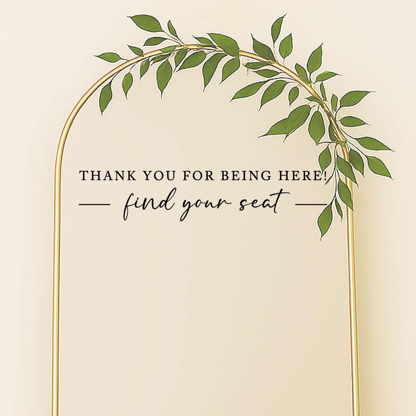 Seating Chart Sign, Wedding Mirror Decal, Thank You for Being Here Find Your Seat, Wedding Seating Chart Header Vinyl Decal, Your Seat Awaits Wedding Sign Decal, Mirror Sticker for Seating (Black, Wide 17")