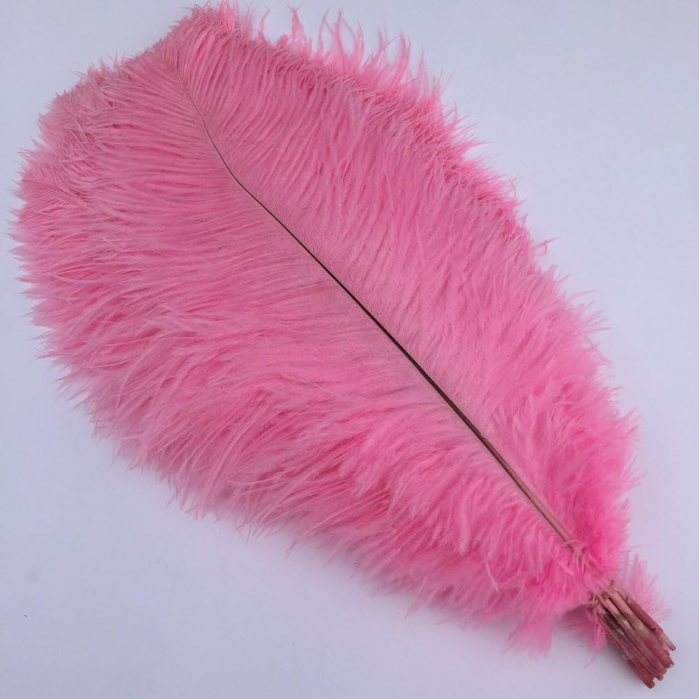 Sowder 16-18inch(40-45cm) Ostrich Feathers Plume for Wedding Centerpieces Home Decoration Pack of 10pcs(Pink)