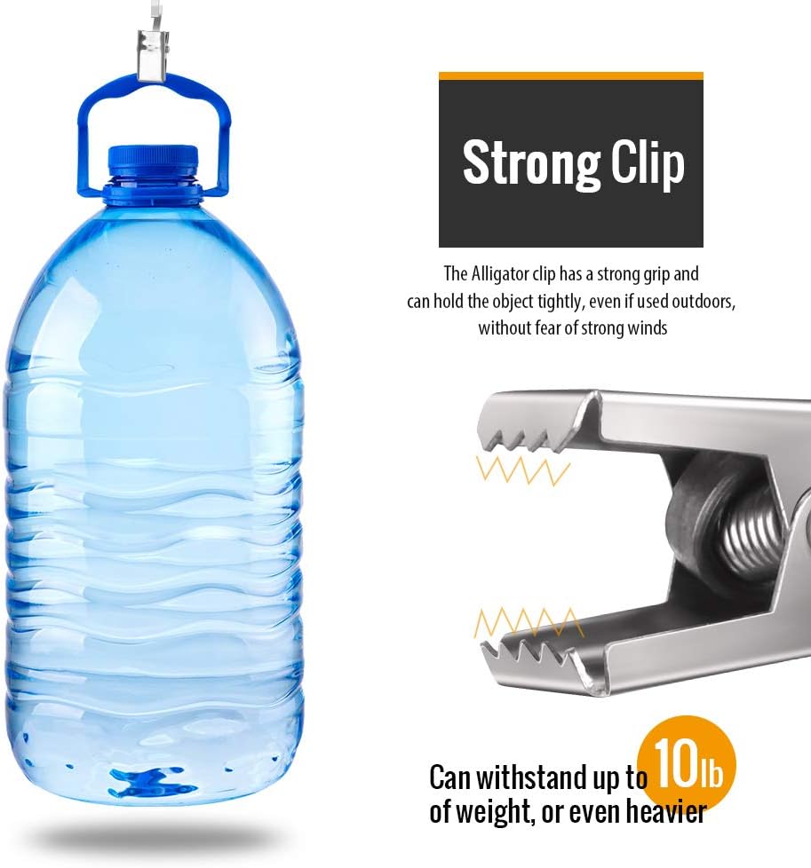 Teenitor 25 Pack Curtain Clips for Hanging Curtain Hooks, Stainless Steel Curtain Hooks with Clips, Small Hooks Clips for Camper Awning Light Photos Party Decorations