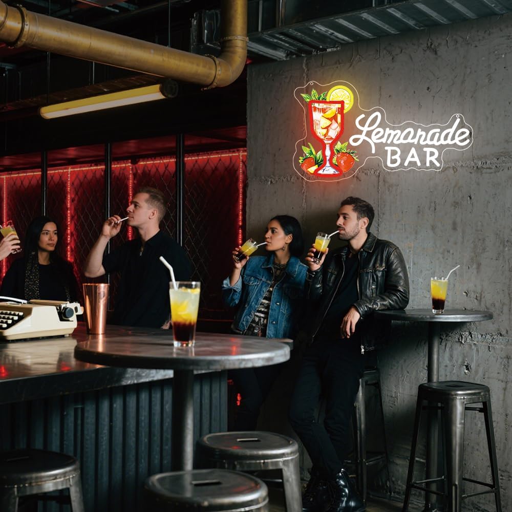 Lemonade Neon Sign,Lemonade Bar Led Neon Signs Wall Decor, Cocktail Bar Drinks Neon Signs for Business Art Wall,Restaurant,Shop,Pub, Night Club, Man Cave Decoration