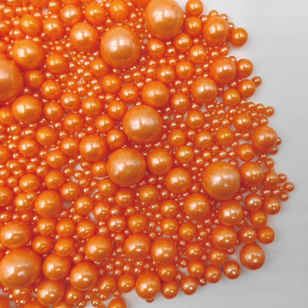 Edible Pearl Sugar Sprinkles Orange Candy Mixing Size Baking Edible Cake Decorations Cupcake Toppers Cookie Decorating Celebrations Wedding Valentines Easter Halloween Christmas Supplies 120g/ 4.23oz