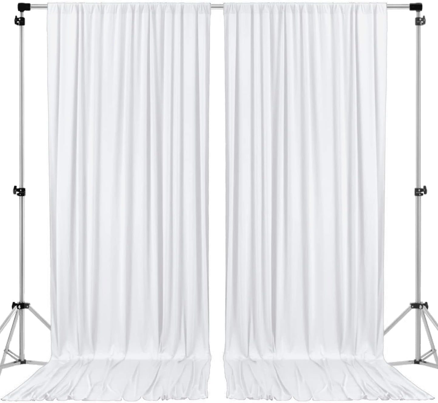 AK TRADING CO. 10 feet x 8 feet IFR Polyester Backdrop Drapes Curtains Panels with Rod Pockets - Wedding Ceremony Party Home Window Decorations - White