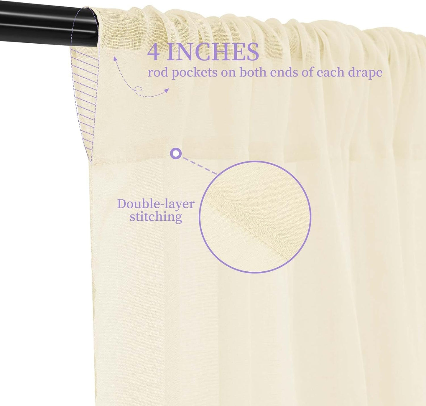 6 Panels Ivory Ceiling Drapes for Wedding, 5ftx10ft Ceiling Drapes Cheesecloth Sheer Fabric Curtain Wedding Arch Draping Fabric Romantic Ceiling Decorations for Wedding Party Ceremony Stage