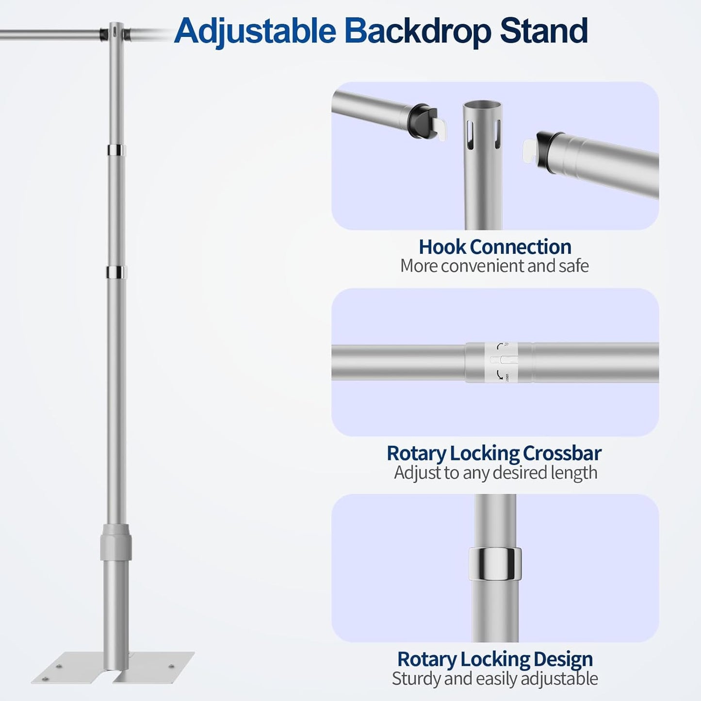 Pipe and Drape Backdrop Stand, 20x10ft Heavy Duty Adjustable Background Frame with Metal Base, Back Drop Holder for Parties Photography Wedding Photoshoot Decoration