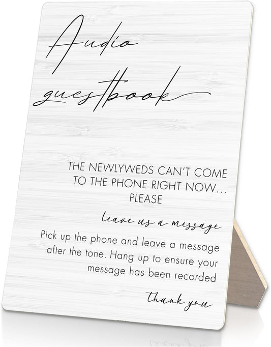 Audio Guestbook Sign, Wedding Guestbook Wooden Sign Stand 5x7inch, Message Audio Guest Book Wedding Sign Stand, Wedding Signs for Reception, Wedding Table Decorations, Wedding Table Sign
