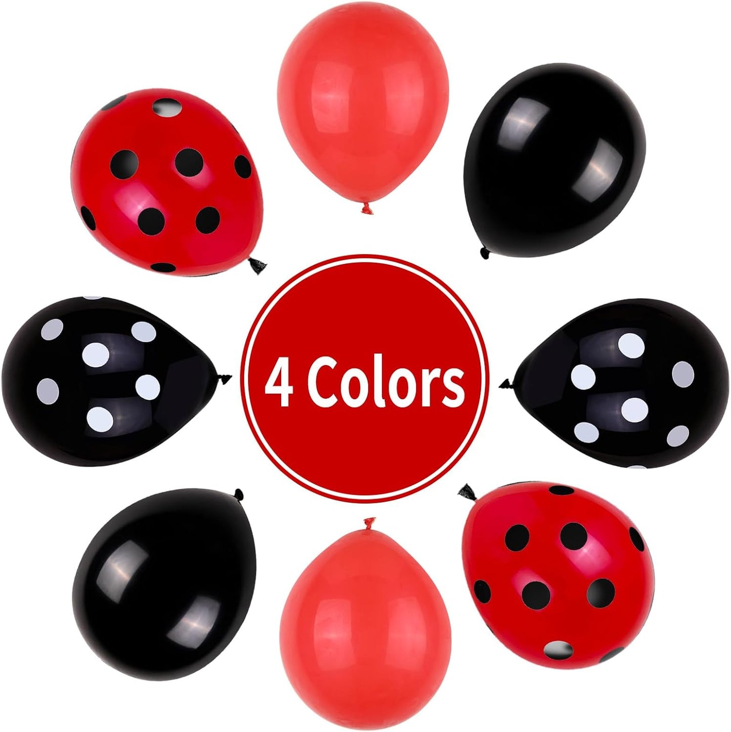 Ladybug Balloons, Red Black Polka Dots Balloons Matte Black and Red Balloon Black and White Polka Dot Latex Balloon for Kids Adults Ladybug Birthday Jungle Party Wedding Baby Shower Graduation