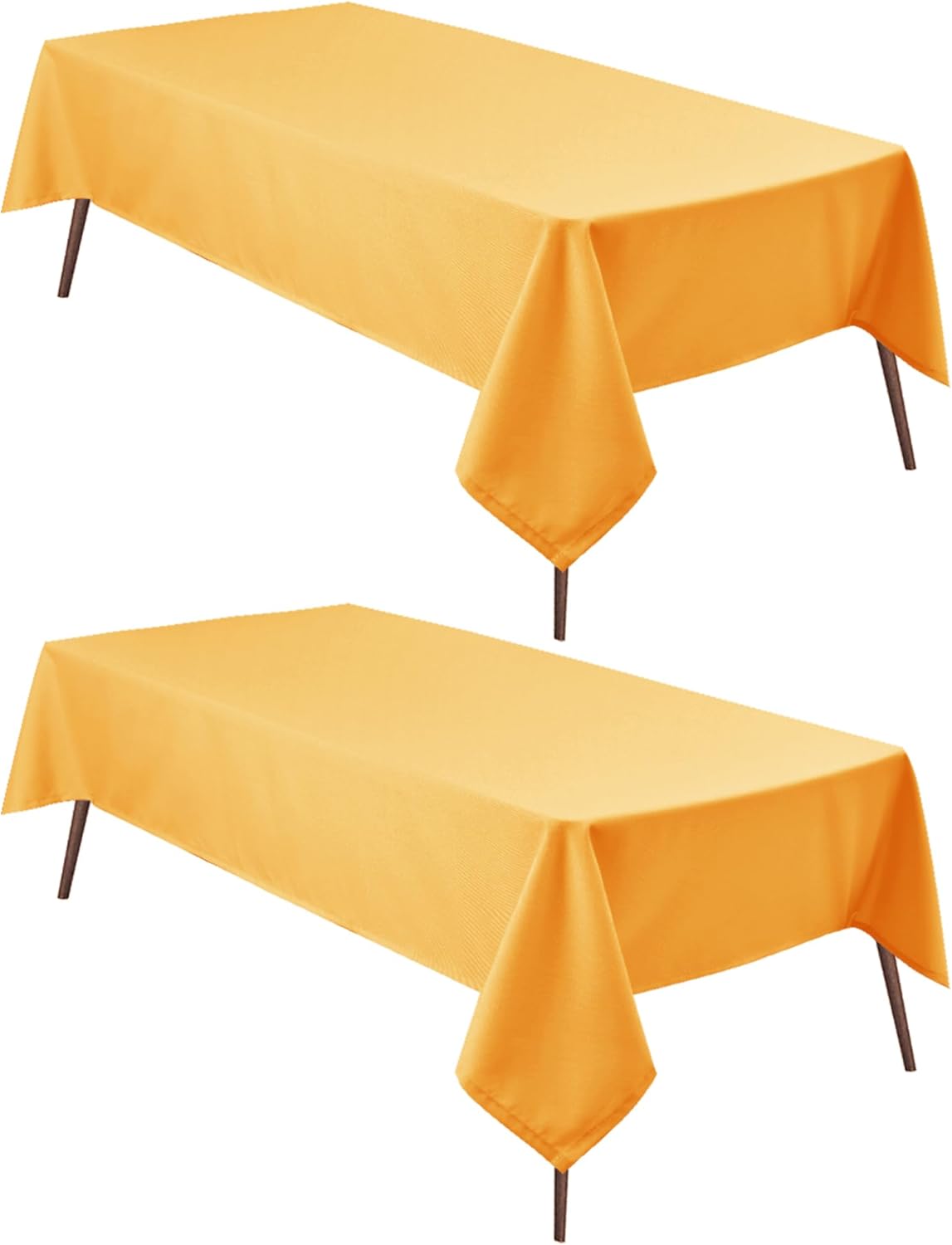 Hiasan 2 Pieces Solid Rectangle Tablecloth - Waterproof and Spillproof Washable Table Cloth for Dining Tables, Orange Yellow, 54 x 80 Inch
