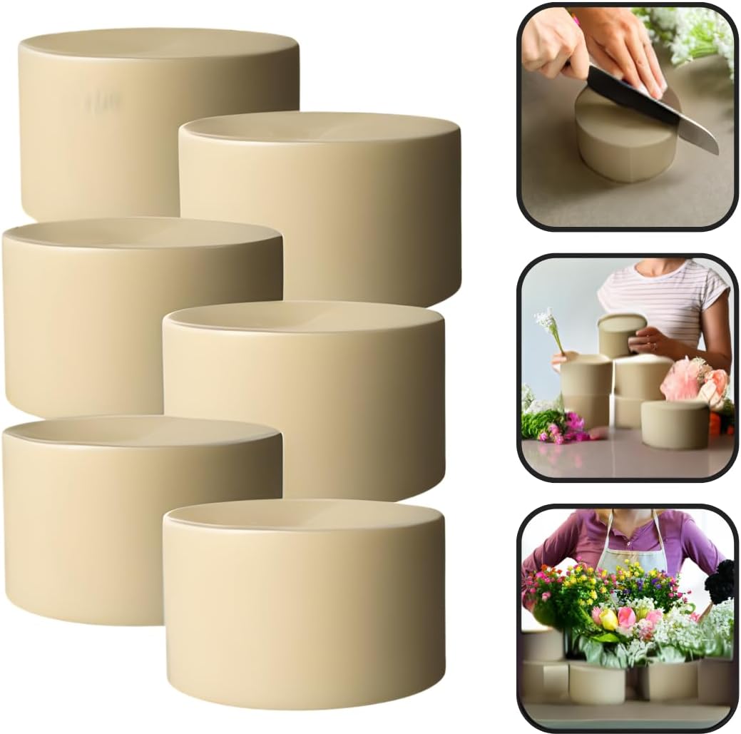 XCEL Floral Foam Block Unlike Any Other - Reusable Floral Blocks Flower Foam for Artificial Flower Arrangements (Cream - 5" x 3" Round (6 Pack))