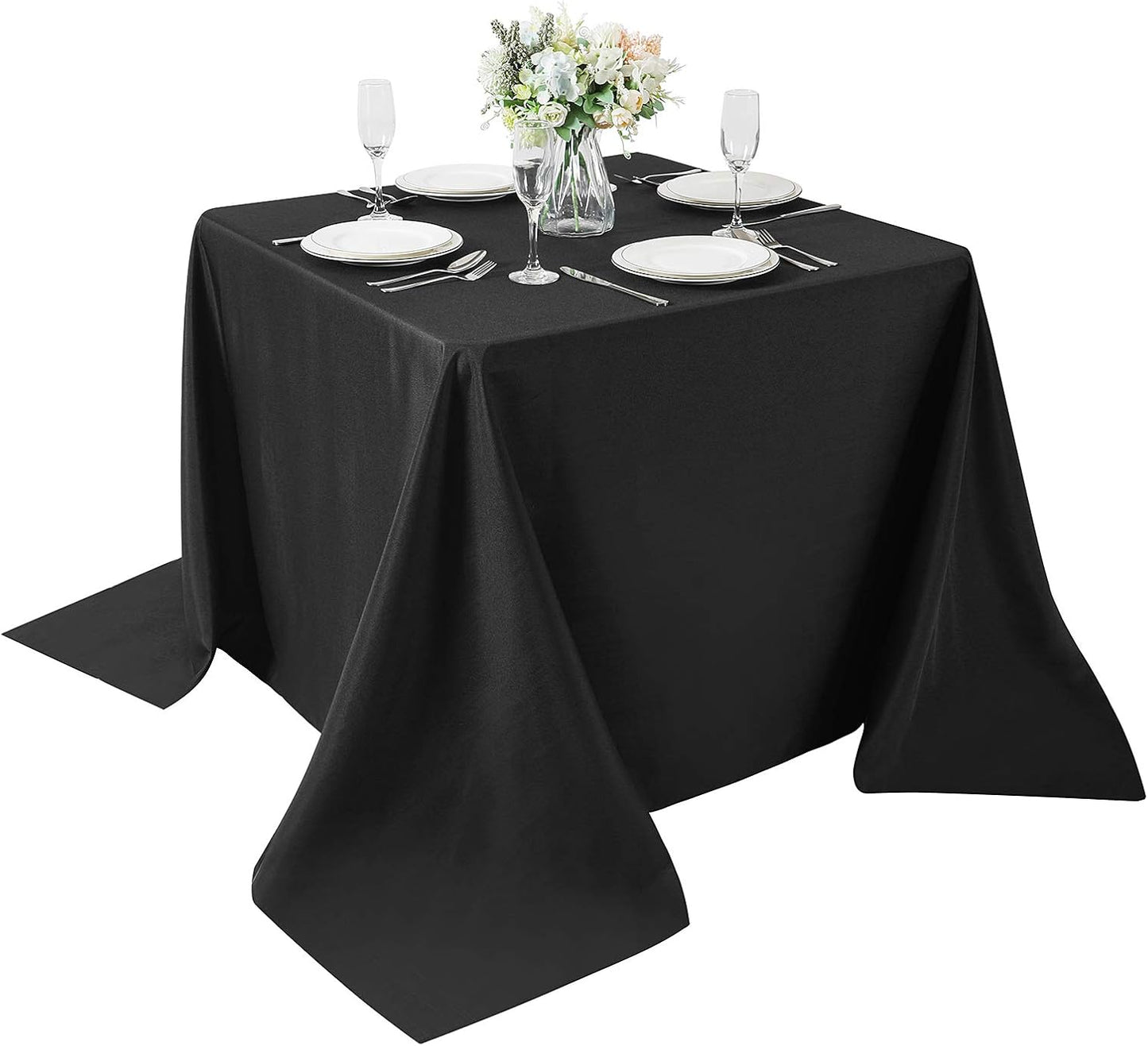 Cupuamon Square Tablecloth 90x90 inch Washable Polyester Fabric Table Cloth for Wedding Party Dining Banquet Decoration（90x90,Black）