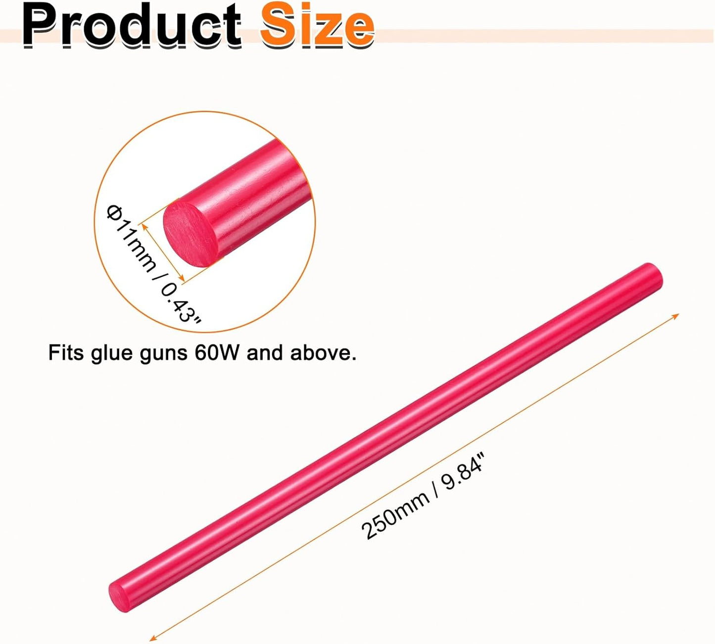 HARFINGTON 10pcs Hot Glue Sticks 0.43" Dia x 9.84" Long EVA Mini Hot Melt Adhesive Glue Stick for Hot Melt Gun Wood Plastic Glass Flowers Fabrics Foam, Rose Red