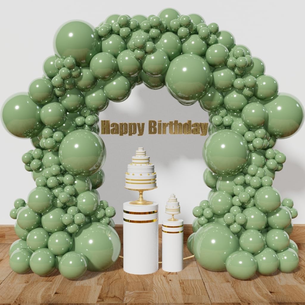 KAWKALSH Sage Green Balloon Arch Kit 111Pcs 18 12 5 Inch Latex Party Balloons Garland for Birthday Baby Shower Wedding Engagement Anniversary Christmas Party Decorations