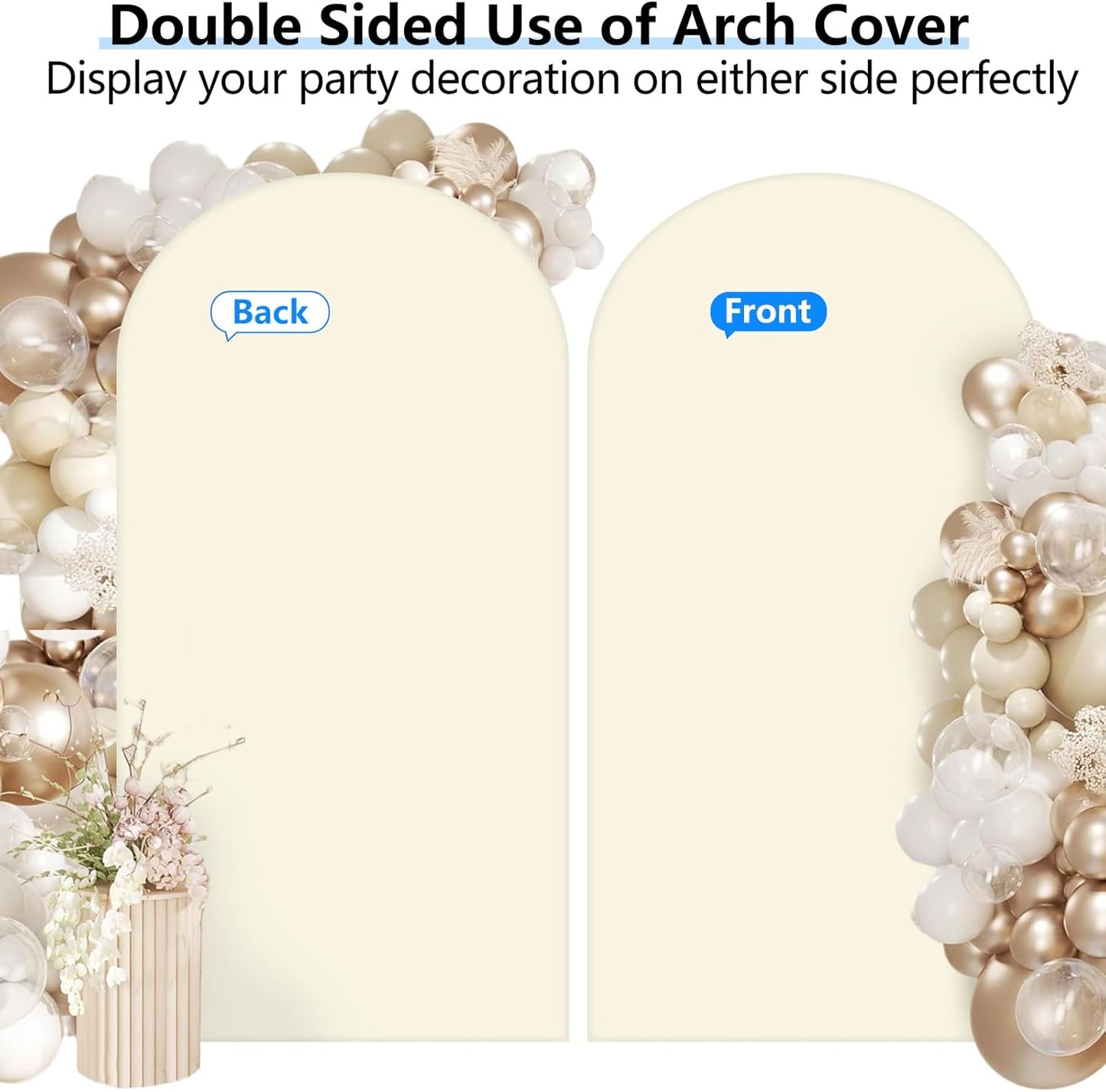 HEMMOTOP 7.2 ft Light Beige Arch Backdrop Cover (No Arch Stand), Ivory Spandex Arch Covers Stretchy Backdrop for Balloon, Wedding, Birthday Party, Baby Shower, Banquet Arch Decoratio