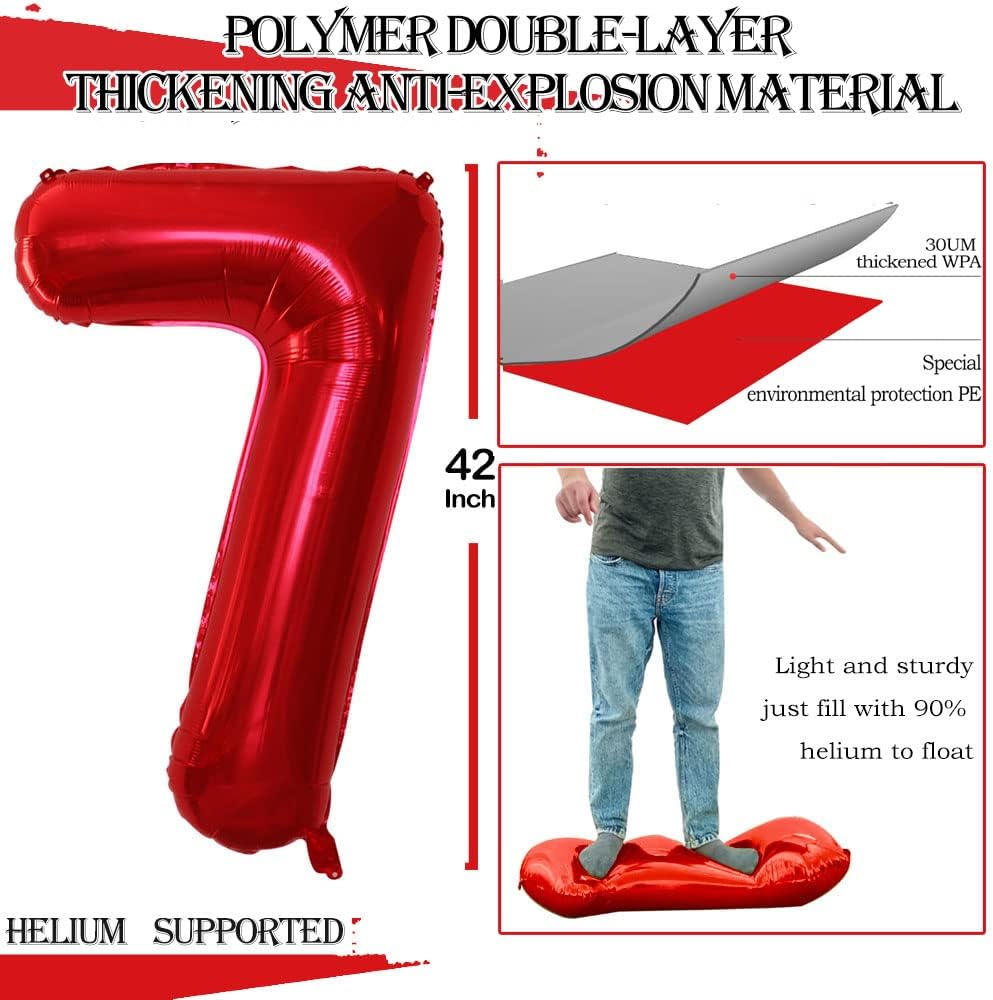 GOER Number 17 Balloons for 17th Birthday Sweet 17 Party Decorations,42 Inch Jumbo Foil Helium 71 Balloons for 71st Birthday Party Decoration (Red)