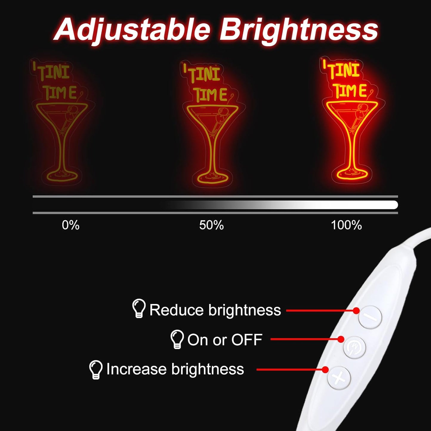 Tini Time LED Neon Sign, Martini Neon Sign for Bars, Elegant Cocktail Glass Neon, Martini Cocktail Bar Wall Decor, Bar Wall Art, Pub neon, 16.5"x8.7", Red