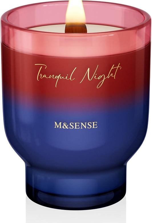 M&SENSE 16.6oz Natural Soy Large Jar Candle with Wooden Wick | Midsummer Night Scent | 95-Hour Burn & Long-Lasting Burn | Housewarming Gift for Men and Women