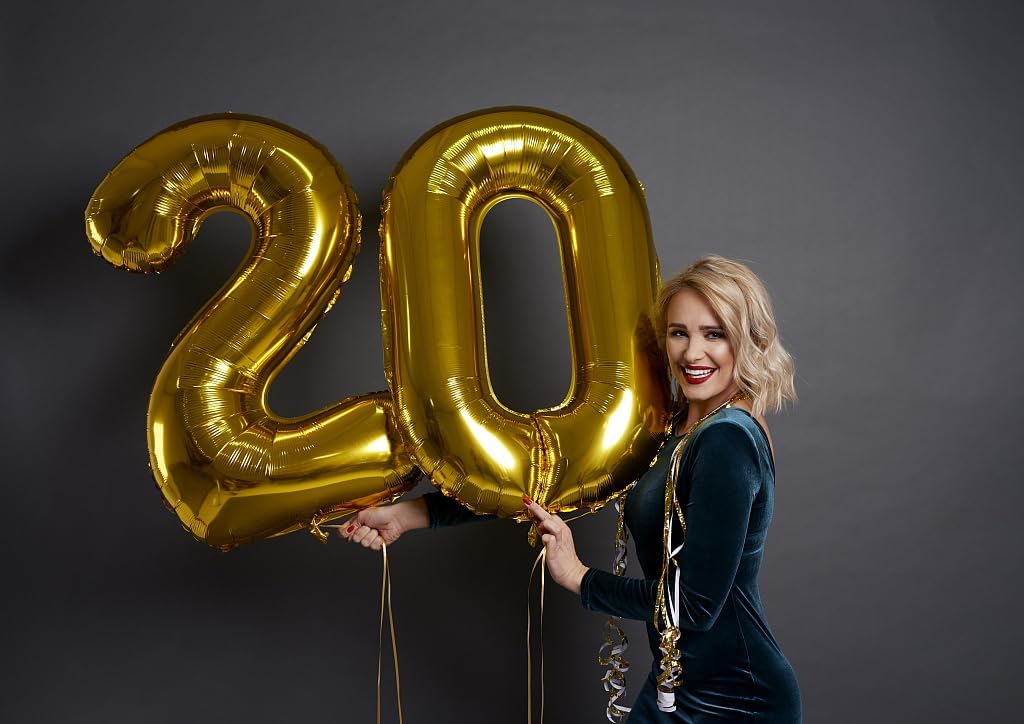 Gold Jumbo Helium Number Balloon 40 Inch, Giant Foil Golden Number 0 Birthday Balloons, Large Numbers 10 20 30 40 50 60 70 80 90 100 2025, Party Celebration Supplies Decorations