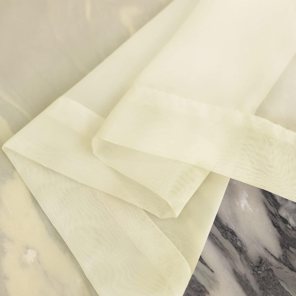 Window Light Yellow Sheer Curtains 60 Inches Width 63 Inches Long 2 Panels Sheer Curtain Clear Curtains Basic Rod Pocket Panel for Home Living Room Bedroom Kids Room Yard Patio Parlor Sliding