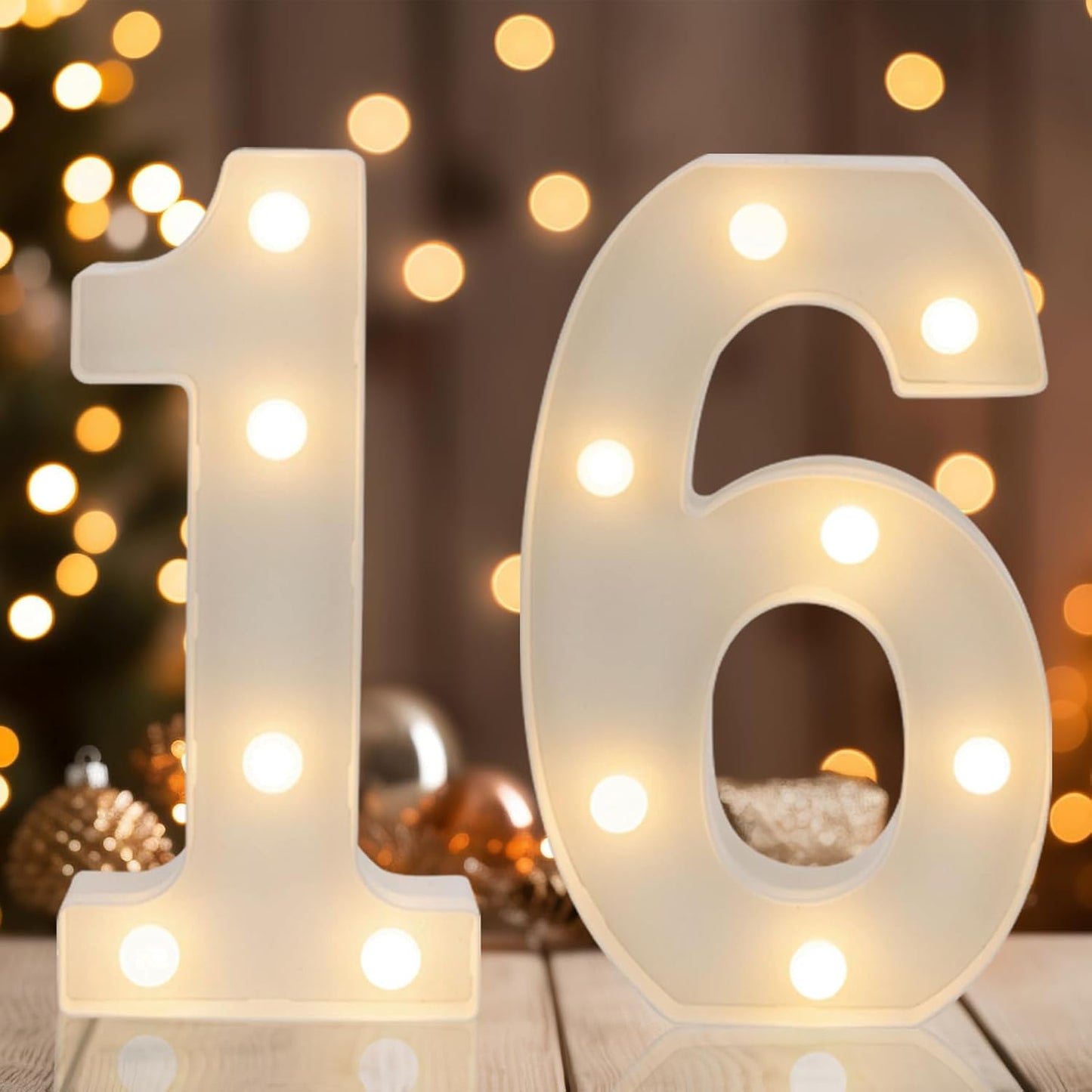 Decorative Led Light Up Numbers, 16th Birthday Decorations, Warm White Led Numbers Lights, Lighted Marquee Number Sign for Sweet 16th Party Decor