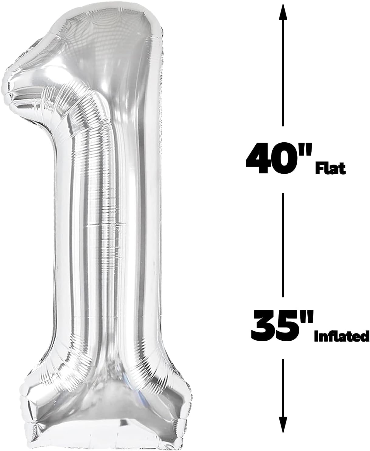 40 Inch Silver Large Number 14 Birthday Balloon, Giant Number Four 14 41 Balloons, Foil Mylar Big Balloons for Anniversary Graduation Supplies Decorations