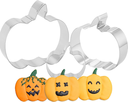 Pumpkin Cookie Cutters Set，3.54", 3.2", 2.87"- 3Pcs Halloween Thanksgiving Fruit Cookie Cutters for Holiday Party Decoration,0.98" Height