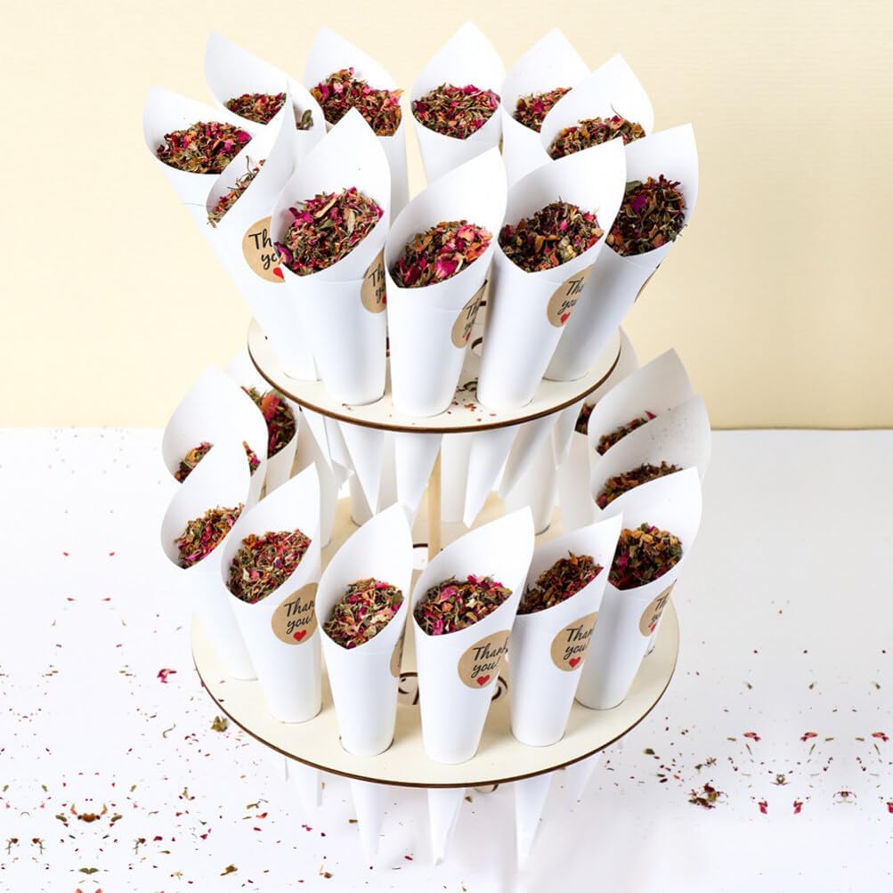 PRETYZOOM 60pcs Flower Cones Confetti Cones Rose Petal Candy Kraft Paper Cones Party Accessory Congratulation Accessories .07inches