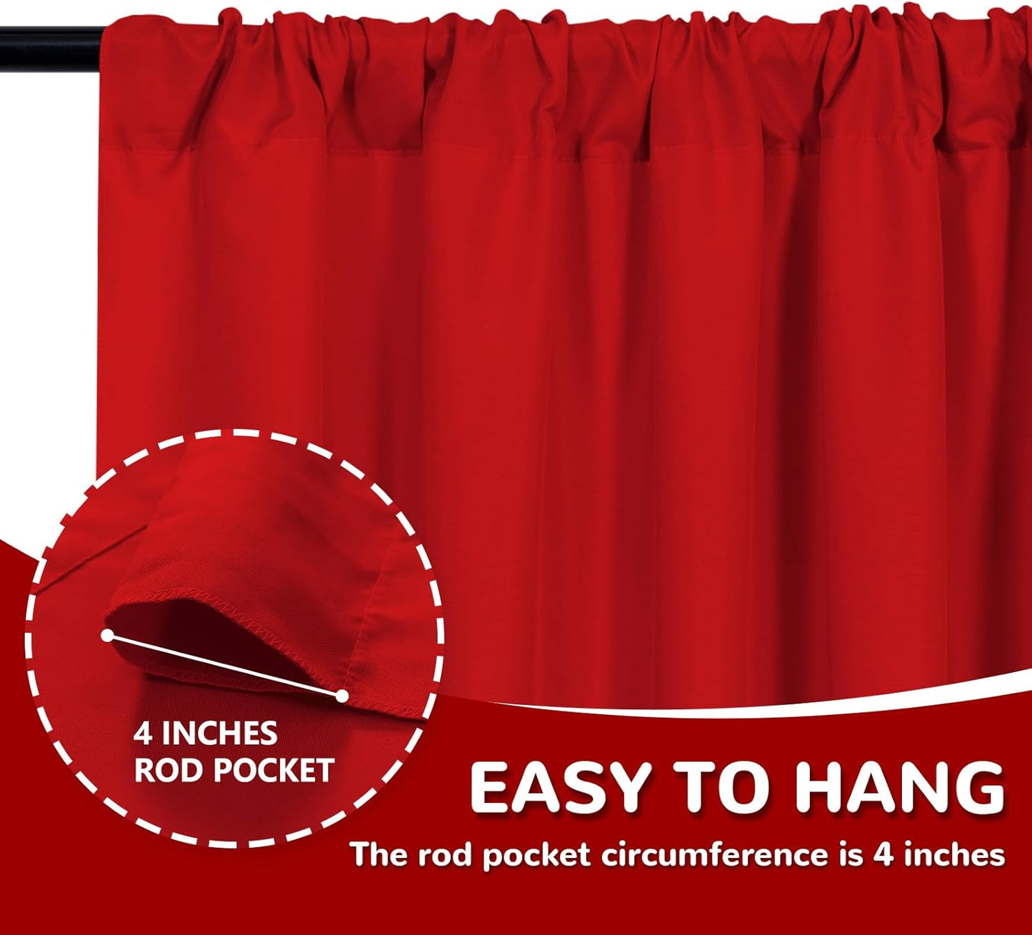 MEETSKY Red Backdrop Curtains for Party Valentine's Day Arch Stage Wedding Ceremony Red Curtains Fabric Photography Backdrop Drapes for BBirthday Party Baby Shower Christmas, 5ft x 8ft, 2 Panels