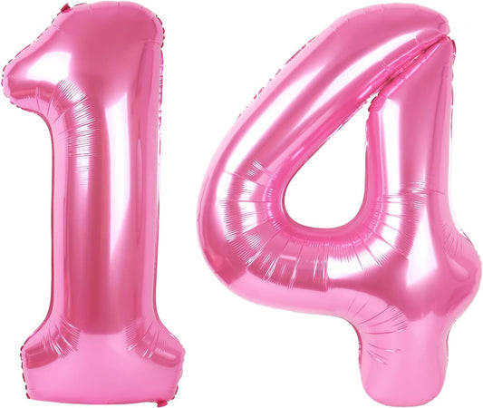 number pink 14 balloon