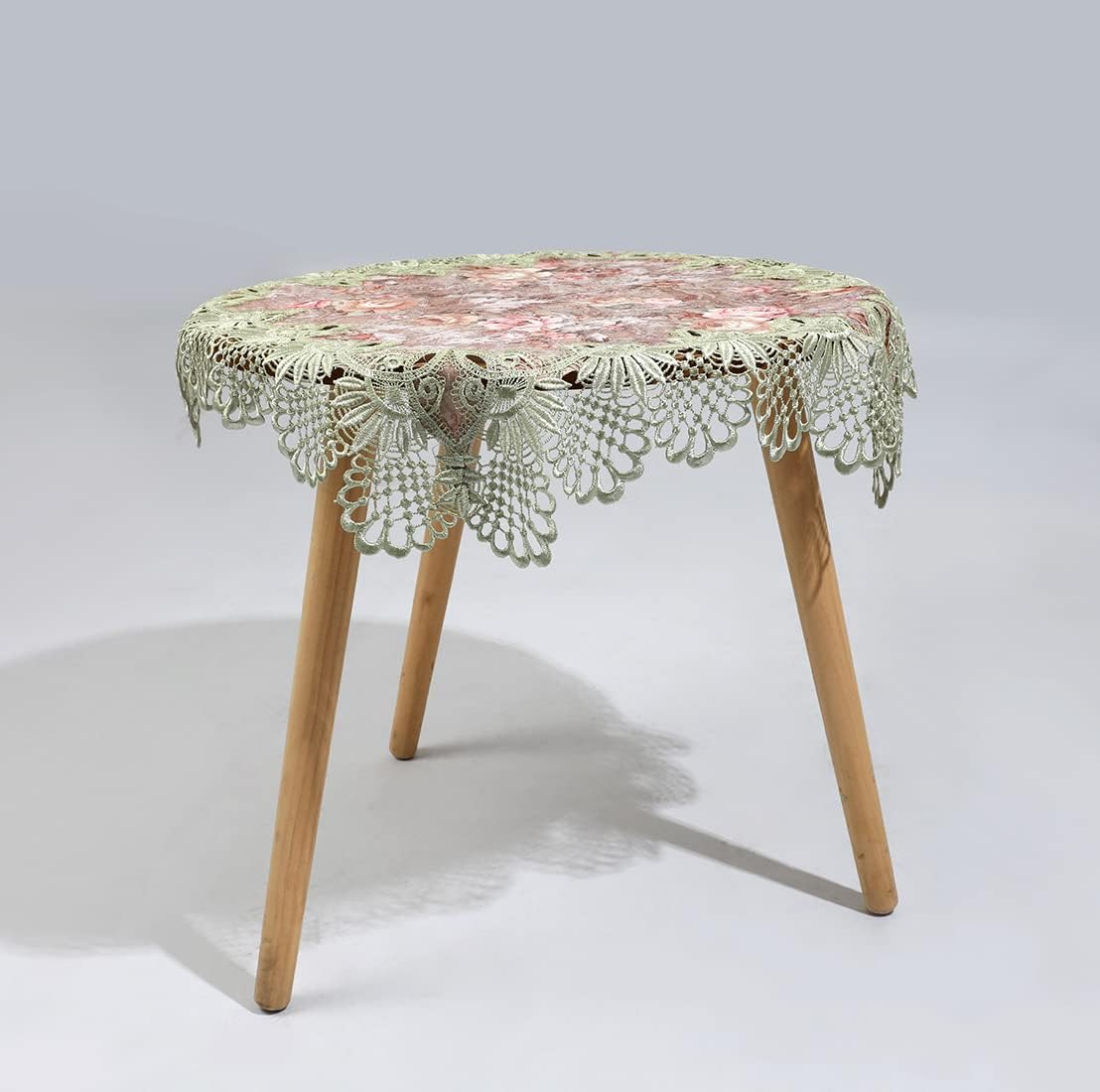 vctops Damask Lace Patchwork Tablecloth Luxury Square Small Table Cover Elegant Floral Embroidered Lace Table Cloth for Party Kitchen Dinning Picnic Decoration (Type E,22"x22")