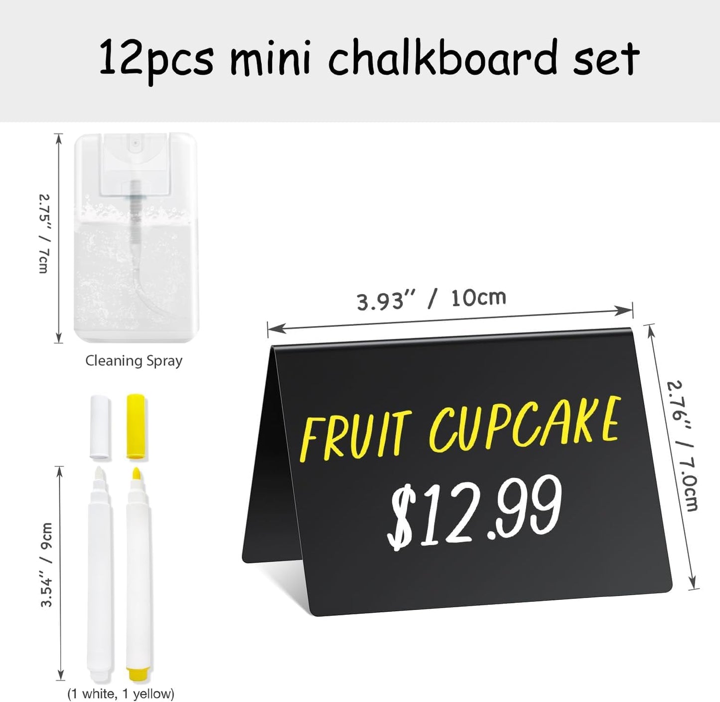 PigPotParty 4"x3" Mini Chalkboard Signs for Food, 12 Pcs Food Signs for Party Buffet, Small Chalk Board Food Labels, Table Place Cards, Wedding - Bakery - Birthday, Includes 2 Wet Erase Markers