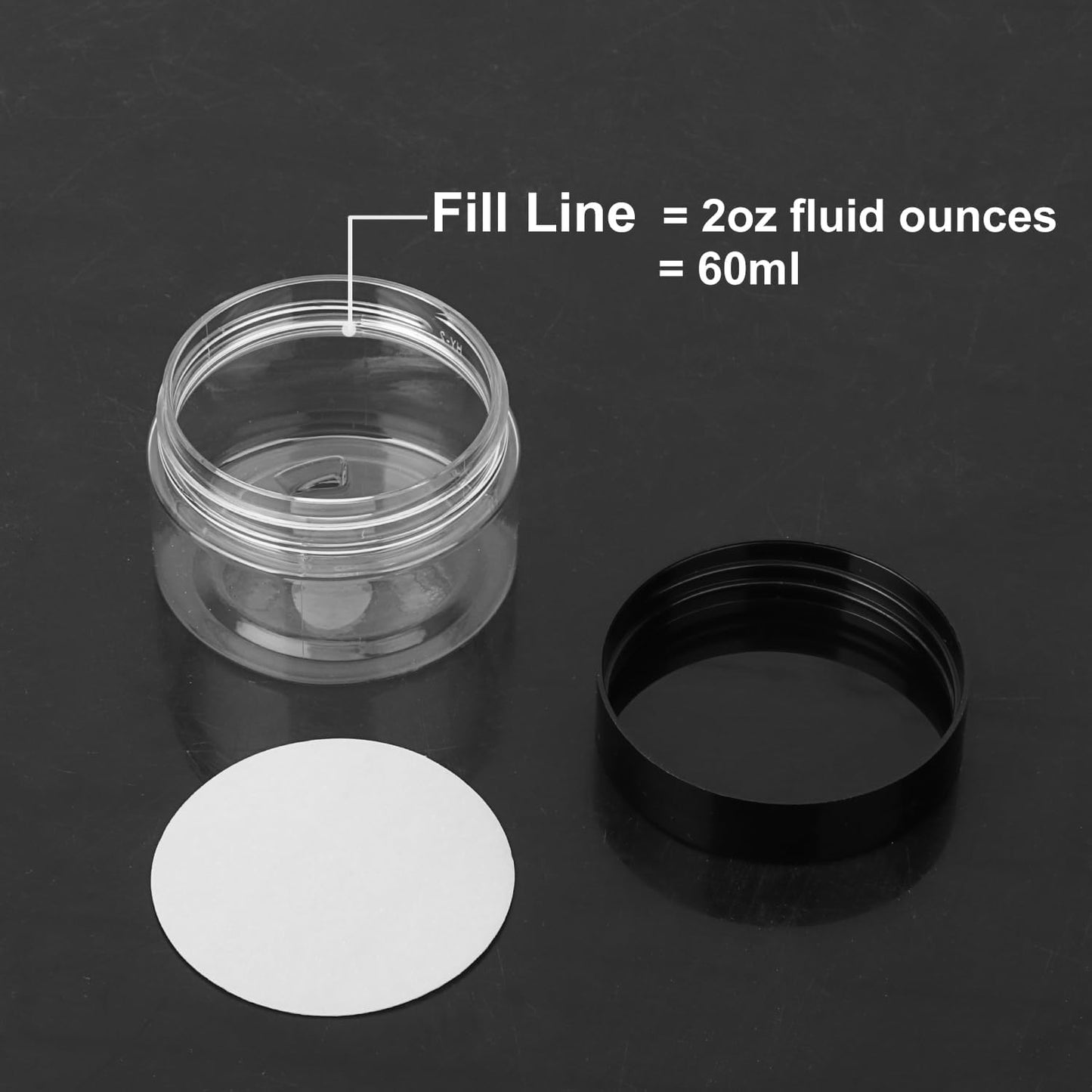 110 Packs 2 OZ Transparent Plastic Jars with black Lids, Body Butter Containers, Cosmetic Containers jars for Kitchen Ingredients, beads, sequins, Lotion, Cream, DIY Crafts and More by KUKLIPJIM.