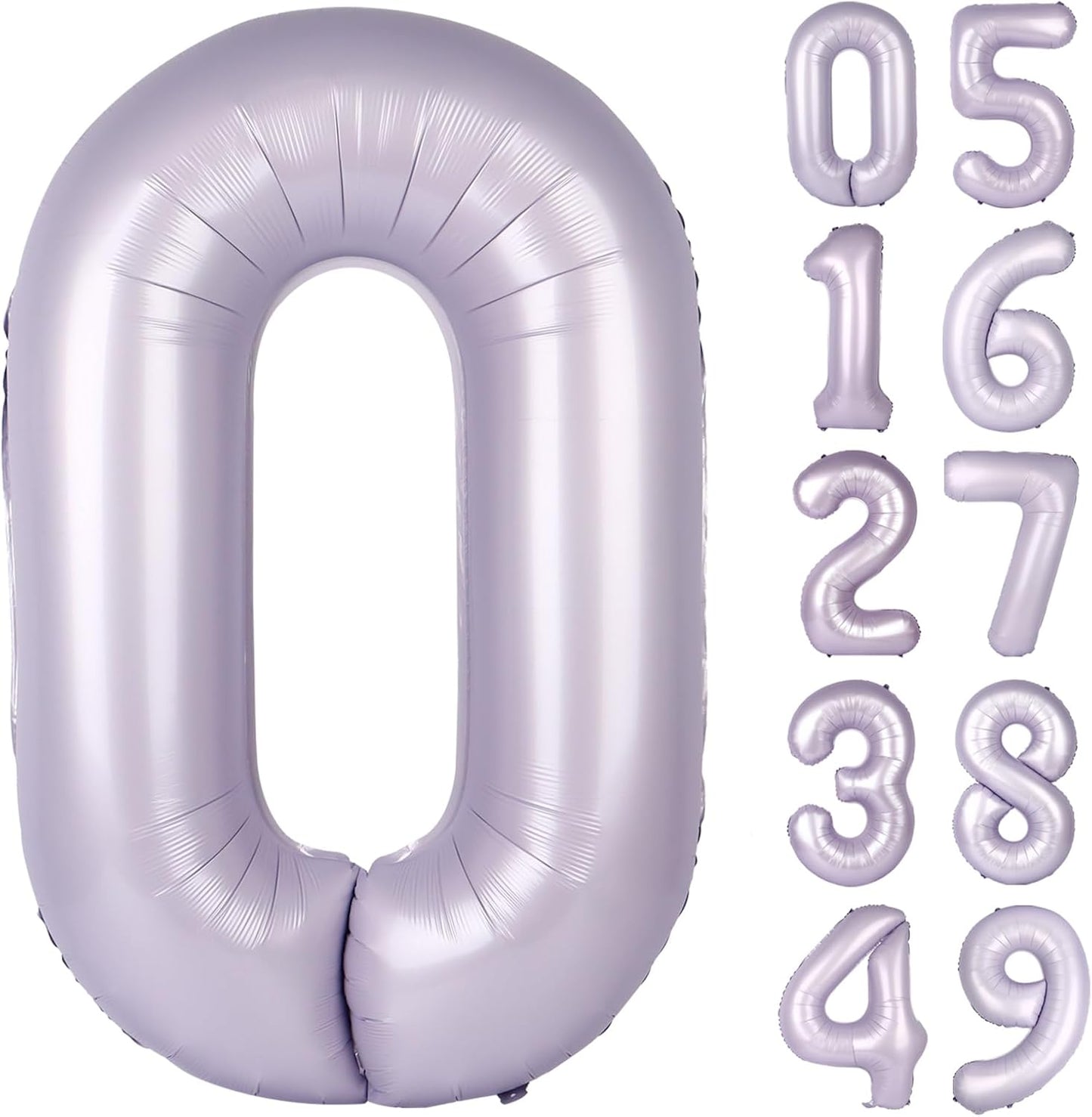 Lavender Helium Number Balloon 40 Inch, Giant Foil Lilac Number 0 Birthday Balloons, Large Numbers 10 20 30 40 50 60 70 80 90 100 2026, Party Celebration Supplies Decorations