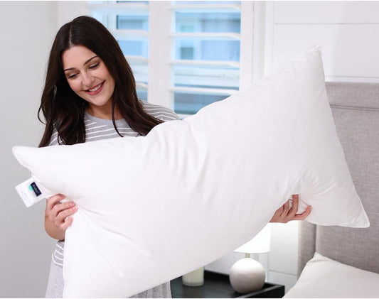 Globon Luxury Down Pillow King Size, Firm Hotel Collection Bed Pillow with 100% Cotton Cover, Down Surrounded Feather Pillow, 20x36 Inches (1 Pack)